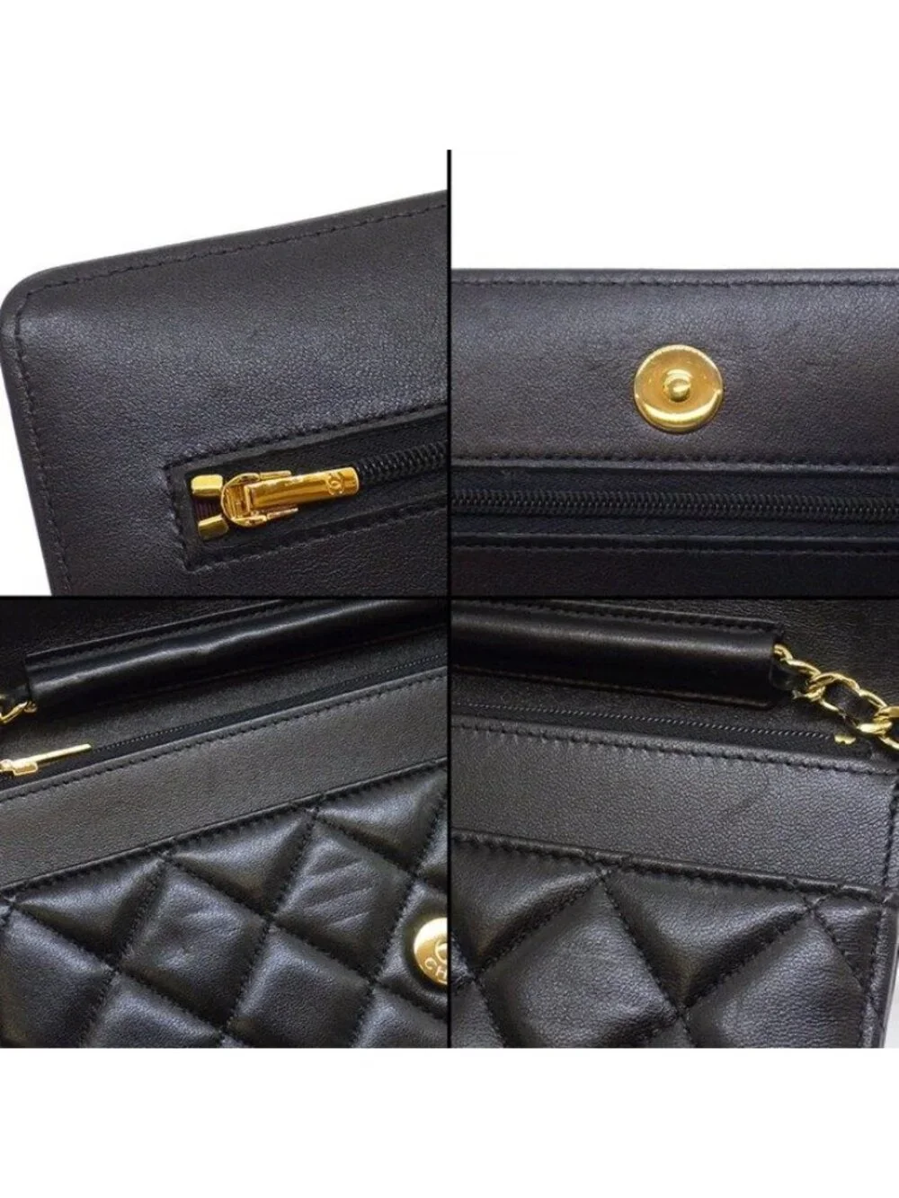 Chanel Shoulder Bag Quilted Classic Chain Wallet Onwards Black Lambskin